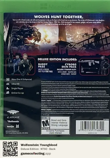 Wolfenstein: Youngblood Xbox One, NTSC box back