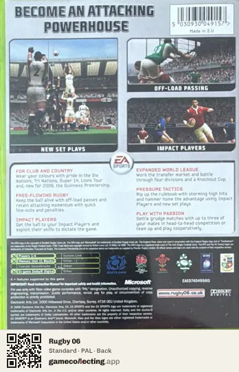 Rugby 06 Xbox, PAL box back