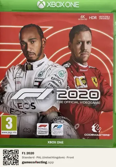 F1 2020 Xbox One, United Kingdom box front