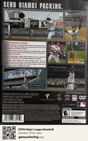 ESPN Major League Baseball PlayStation 2, NTSC box back