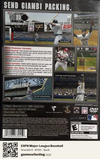 ESPN Major League Baseball PlayStation 2, NTSC box back