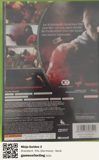 Ninja Gaiden 3 Xbox 360, Germany box back