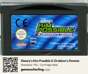 Disney's Kim Possible 2: Drakken's Demise Game Boy Advance, PAL cartridge label