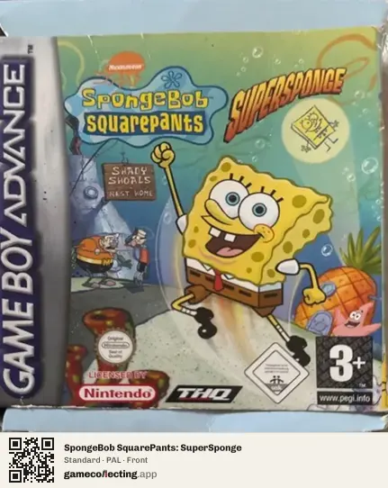 SpongeBob SquarePants: SuperSponge Game Boy Advance, PAL box front