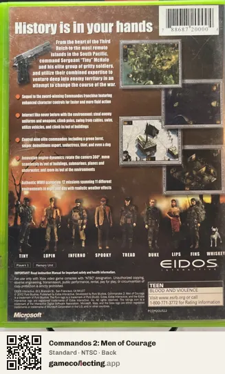Commandos 2: Men of Courage Xbox, NTSC box back