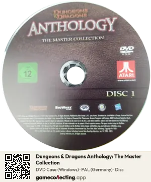 Dungeons & Dragons Anthology: The Master Collection Computer, PAL disc