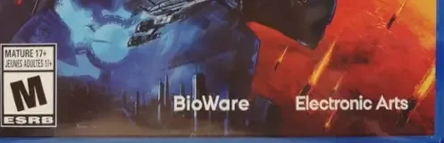 Mass Effect Legendary Edition, the ESRB box on its front