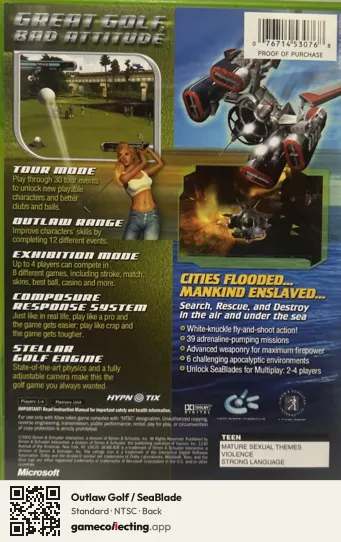Outlaw Golf / SeaBlade Xbox, NTSC box back