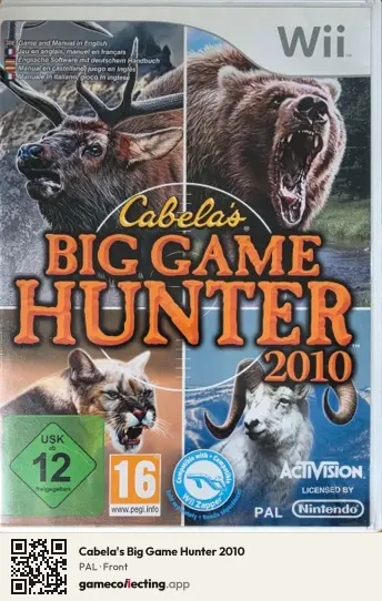 Cabela's Big Game Hunter 2010 Nintendo Wii, PAL box front