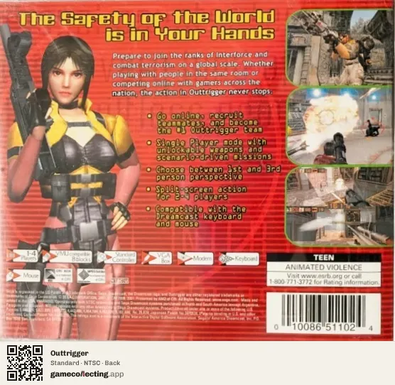 Outtrigger Sega Dreamcast, NTSC box back