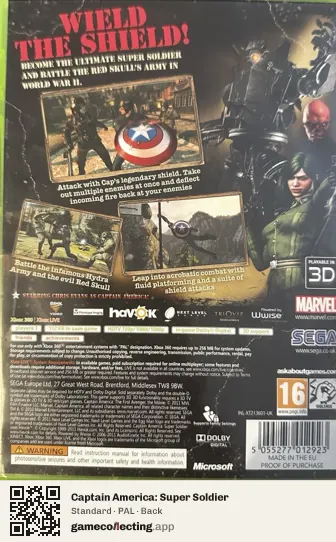 Captain America: Super Soldier Xbox 360, PAL box back