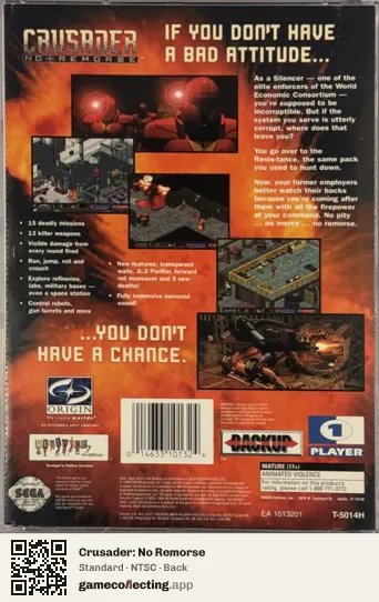 Crusader: No Remorse Sega Saturn, NTSC box back