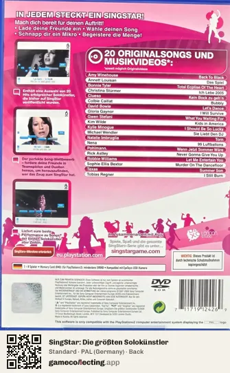 SingStar: Die größten Solokünstler PlayStation 2, Germany box back