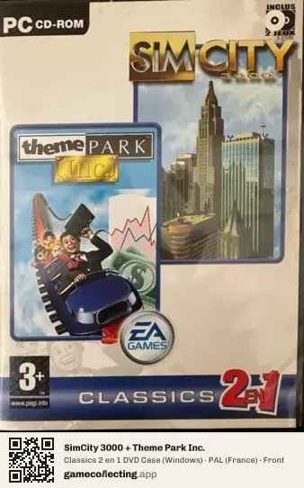 SimCity 3000 + Theme Park Inc. Computer, France box front