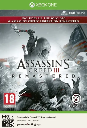 Assassin's Creed III Remastered Xbox One, PAL box front