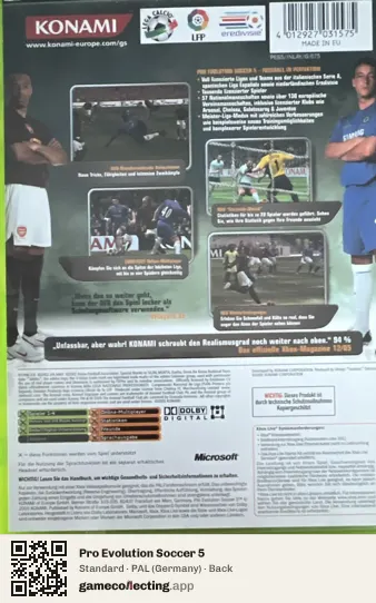 Pro Evolution Soccer 5 Xbox, Germany box back