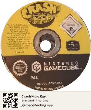Crash Nitro Kart Nintendo GameCube, PAL disc