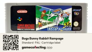 Bugs Bunny Rabbit Rampage Super Nintendo Entertainment System, PAL cartridge label