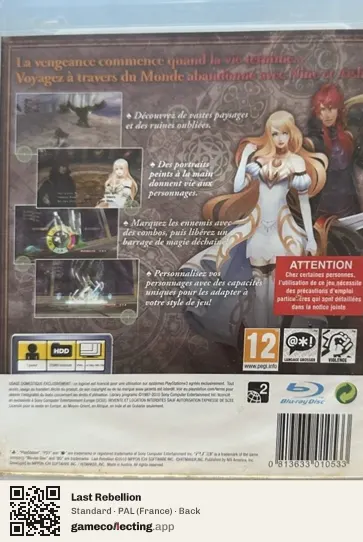 Last Rebellion PlayStation 3, France box back