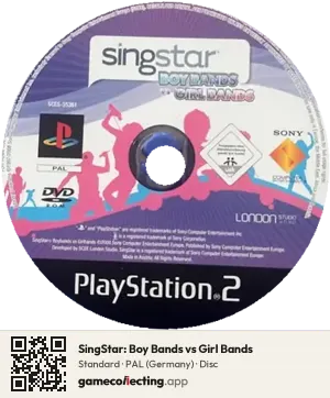 SingStar: Boy Bands vs Girl Bands PlayStation 2, PAL disc