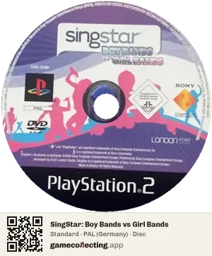 SingStar: Boy Bands vs Girl Bands PlayStation 2, PAL disc