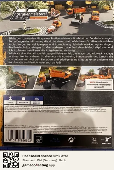 Road Maintenance Simulator PlayStation 4, Germany box back