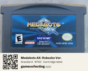 Medabots AX: Rokusho Ver. Game Boy Advance, NTSC cartridge label