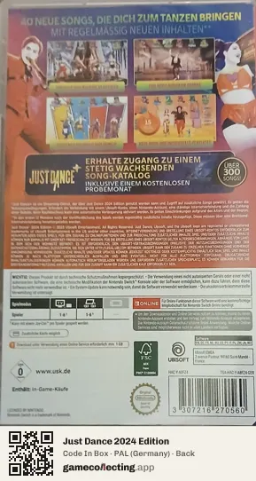 Just Dance 2024 Edition Nintendo Switch, Germany box back