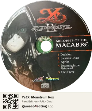 Ys IX: Monstrum Nox PlayStation 4, PAL disc