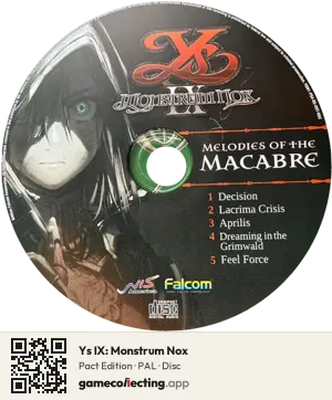 Ys IX: Monstrum Nox PlayStation 4, PAL disc