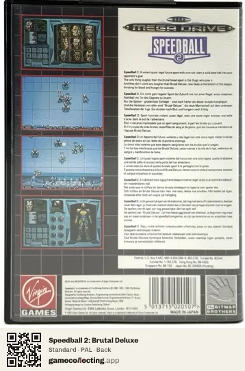 Speedball 2: Brutal Deluxe Sega Mega Drive / Genesis, PAL box back