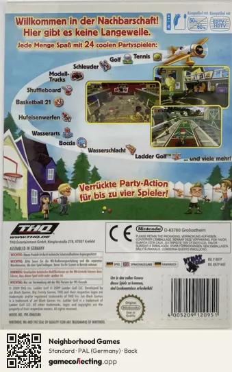 Neighborhood Games Nintendo Wii, Germany box back