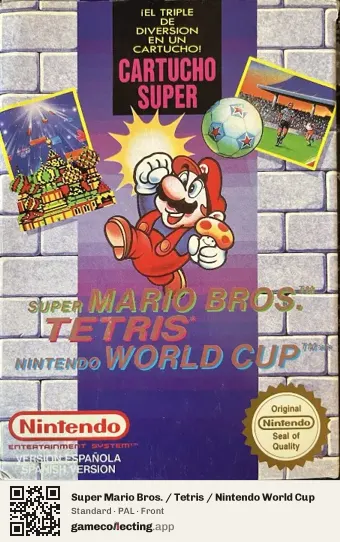 Super Mario Bros. / Tetris / Nintendo World Cup Nintendo Entertainment System, PAL box front