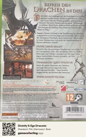 Divinity II: Ego Draconis Xbox 360, Germany box back