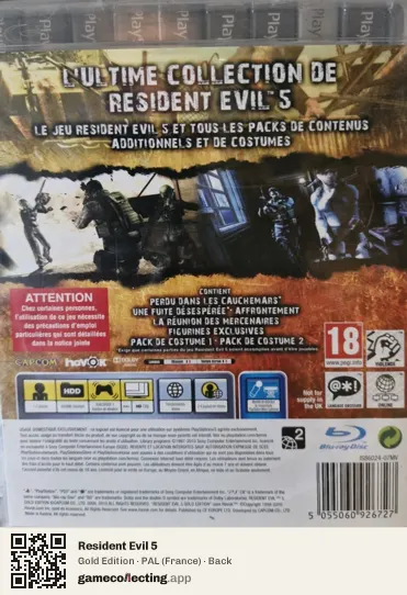 Resident Evil 5 PlayStation 3, France box back