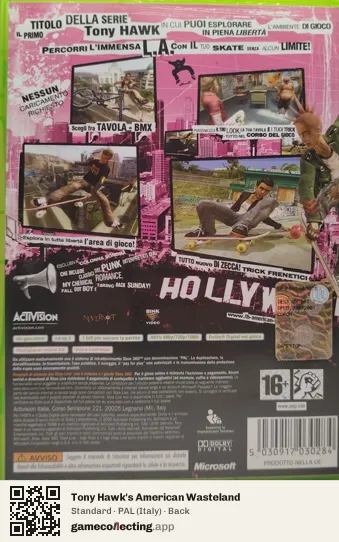 Tony Hawk's American Wasteland Xbox 360, Italy box back