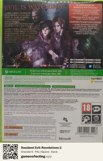 Resident Evil: Revelations 2 Xbox 360, Spain box back