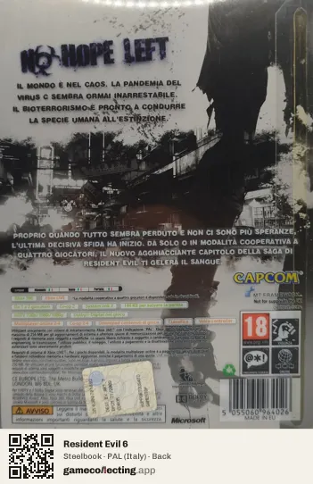 Resident Evil 6 Xbox 360, Italy box back