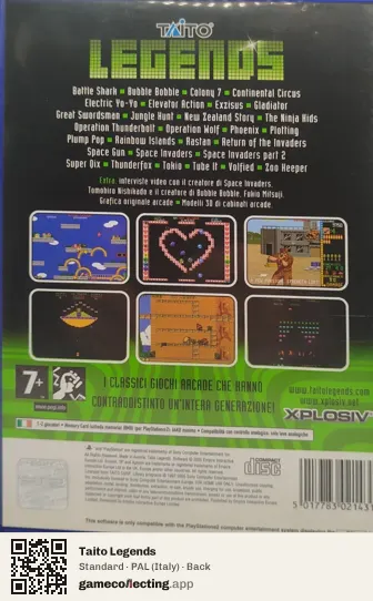 Taito Legends PlayStation 2, Italy box back