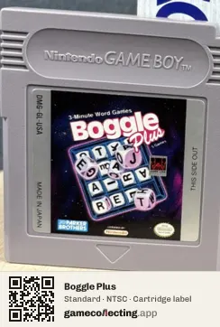 Boggle Plus Game Boy, NTSC cartridge label
