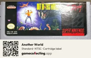 Another World Super Nintendo Entertainment System, NTSC cartridge label