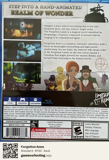 Forgotton Anne PlayStation 4, NTSC box back