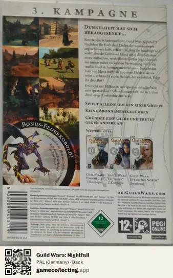 Guild Wars: Nightfall Computer, Germany box back