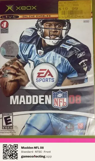Madden NFL 08 Xbox, NTSC box front