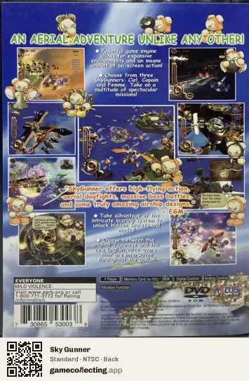 Sky Gunner PlayStation 2, NTSC box back
