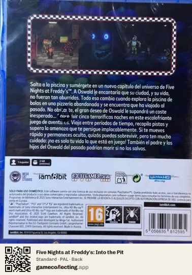 Five Nights at Freddy's: Into the Pit PlayStation 5, PAL box back