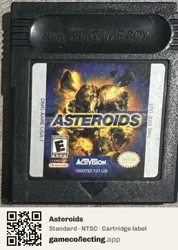 Asteroids Game Boy Color, NTSC cartridge label