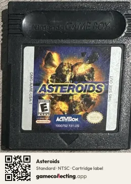 Asteroids Game Boy Color, NTSC cartridge label