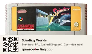 Spindizzy Worlds Super Nintendo Entertainment System, PAL cartridge label