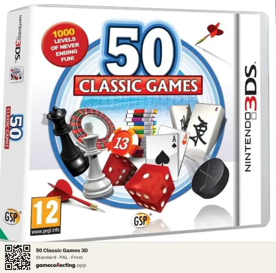 50 Classic Games 3D Nintendo 3DS, PAL box front